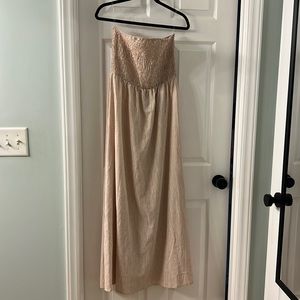 Strapless striped Maxi Dress